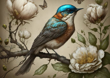 Load image into Gallery viewer, Sweet Bird in Blue - Mint Decoupage Paper