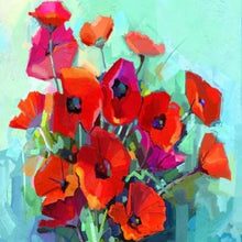Load image into Gallery viewer, Poppies - Mint Decoupage Paper
